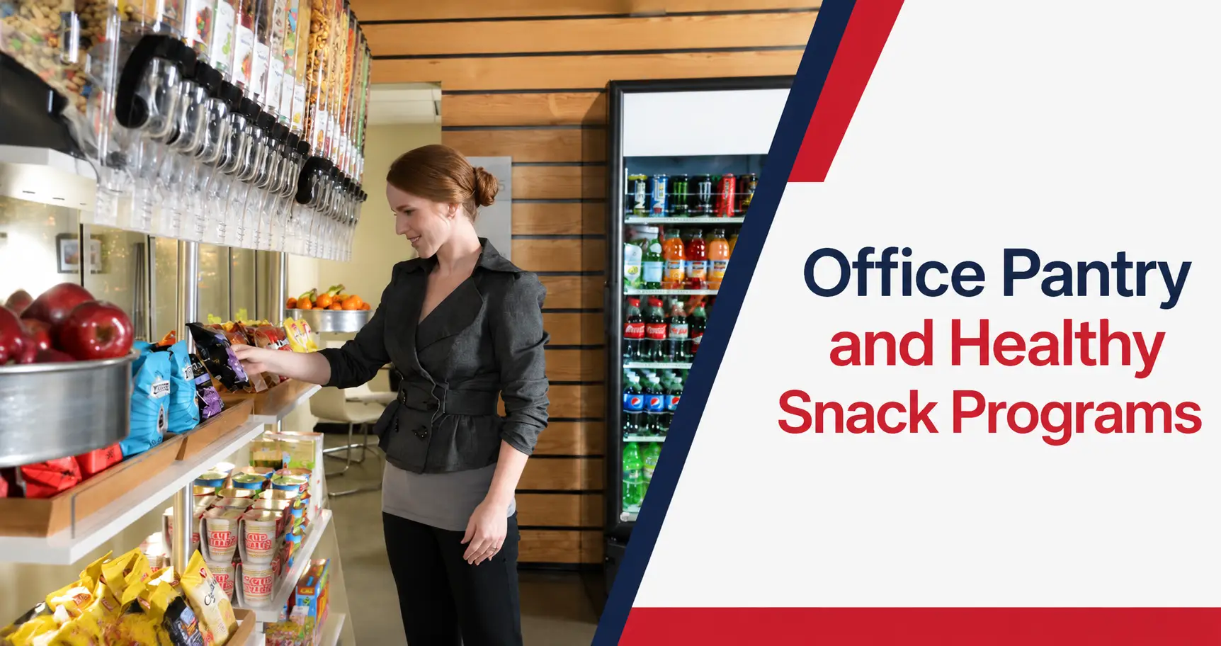 Office pantry service with healthy snacks and workplace refreshments.